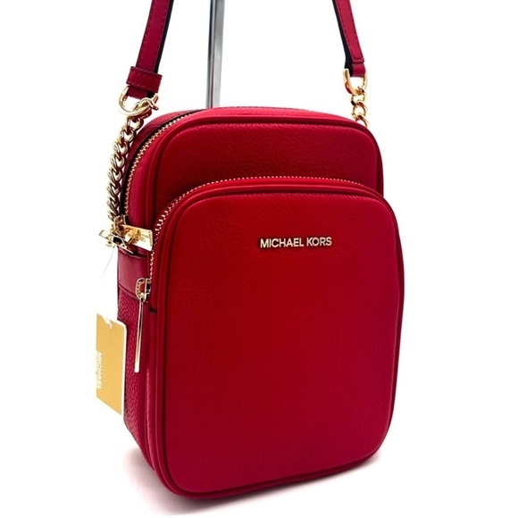 Michael Kors Medium NS Chain Xbody Bag Red/ Gold (NWT) - Picture 3 of 10